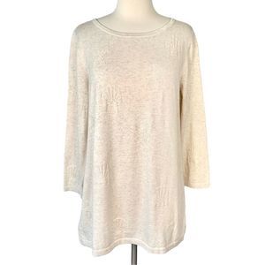 NWT Talbots Nautical Seashell Starfish 100% Cotton Cream Knit Sweater